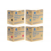 Set Cartuse toner Konica-Minolta Original 1x TNP50K Negru, 1x TNP50C Cyan, 1x TNP50M Magenta, 1x TNP50Y Galben, 20000 pagini si USB Stick