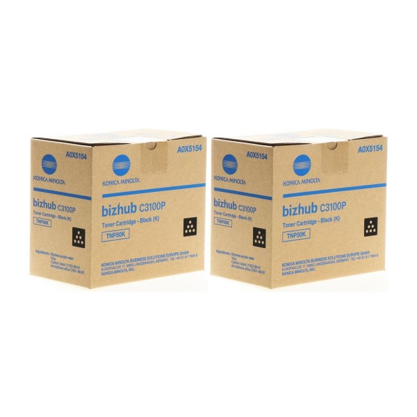 Set Cartuse toner Konica-Minolta Original 2x TNP50K Negru, 10000 pagini si USB Stick