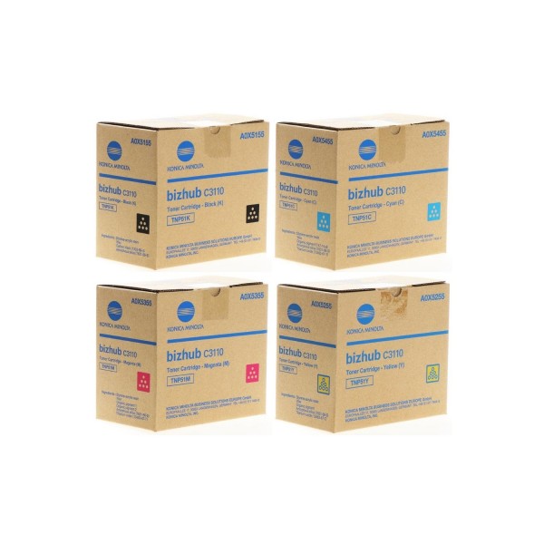 Set Cartuse toner Konica-Minolta Original 1x TNP51K Negru, 1x TNP51C Cyan, 1x TNP51M Magenta, 1x TNP51Y Galben, 20000 pagini si USB Stick