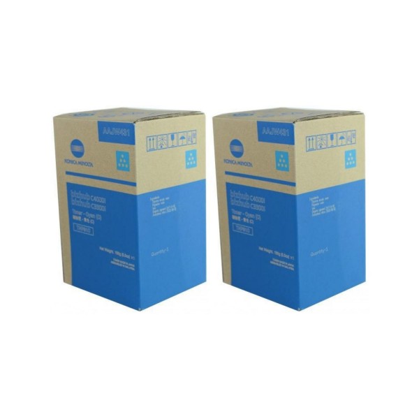 Set Cartuse toner Konica-Minolta Original 2x TN81C Cyan, 18000 pagini si USB Stick