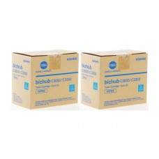 Set Cartuse toner Konica-Minolta Original 2x TNP48C Cyan, 20000 pagini si USB Stick