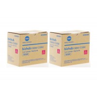 Set Cartuse toner Konica-Minolta Original 2x TNP48M Magenta, 20000 pagini si USB Stick
