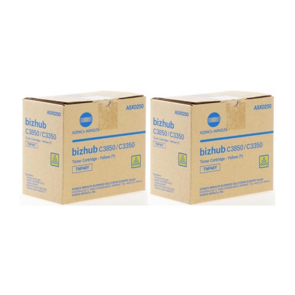 Set Cartuse toner Konica-Minolta Original 2x TNP48Y Galben, 20000 pagini si USB Stick