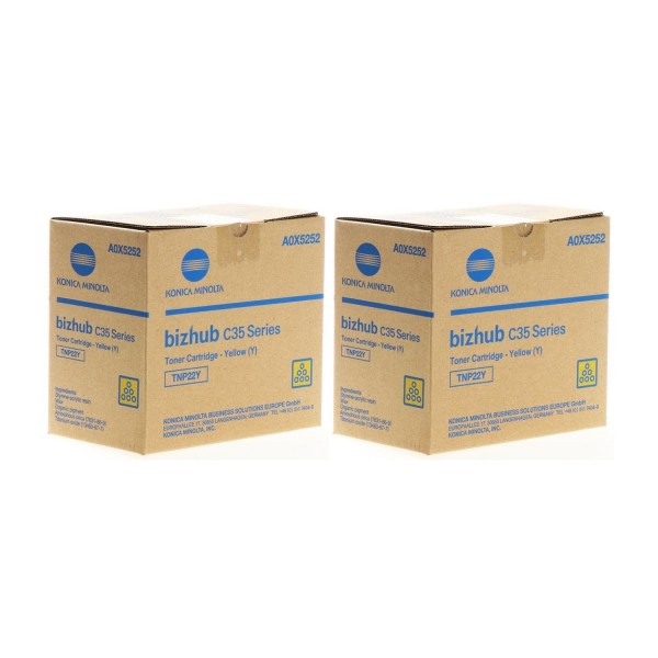 Set Cartuse toner Konica-Minolta Original 2x TNP22Y Galben, 12000 pagini si USB Stick