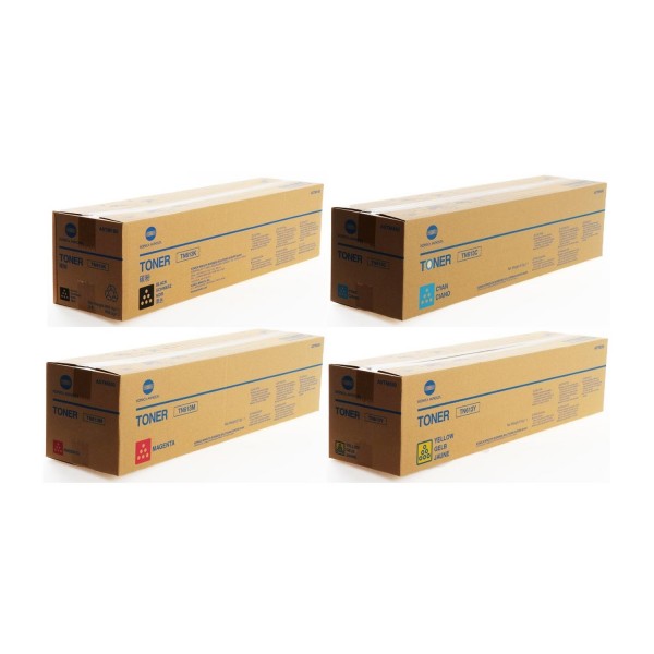 Set Cartuse toner Konica-Minolta Original 1x TN-613K Negru, 1x TN-613C Cyan, 1x TN-613M Magenta, 1x TN-613Y Galben, 135000 pagini si USB Stick