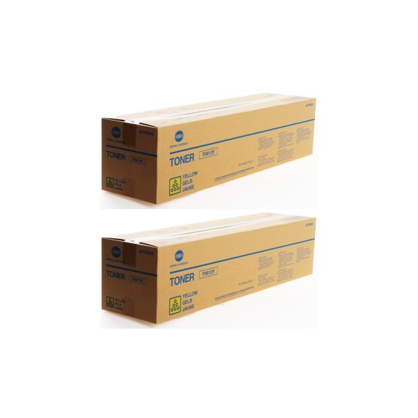 Set Cartuse toner Konica-Minolta Original 2x TN-613Y Galben, 60000 pagini si USB Stick