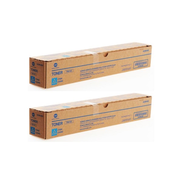 Set Cartuse toner Konica-Minolta Original 2x TN512C Cyan, 52000 pagini si USB Stick