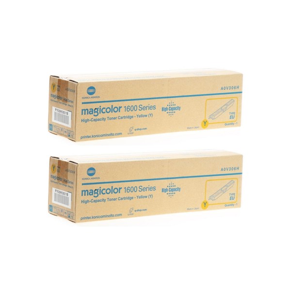 Set Cartuse toner Konica-Minolta Original 2x A0V306H Galben, 5000 pagini si USB Stick