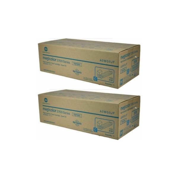 Set Cartuse toner Konica-Minolta Original 2x TNP-20C Cyan, 10000 pagini si USB Stick