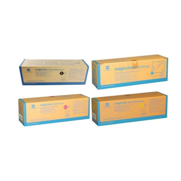 Set Cartuse toner Konica-Minolta Original 1x A06V152 Negru, 1x A06V452 Cyan, 1x A06V352 Magenta, 1x A06V252 Galben, 24000 pagini si USB Stick