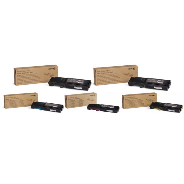 Set 5 Cartuse Toner Original Xerox 2x106R02252 Negru, 1x106R02249 Cyan, 1x106R02250 Magenta, 1x106R02251 Galben, 12000 pagini, USB Stick