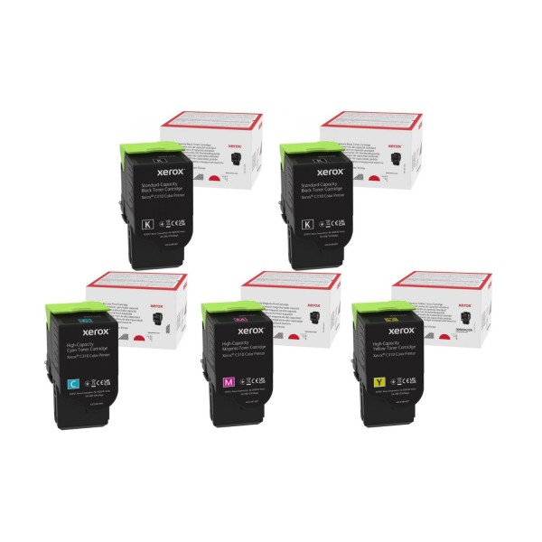 Set 5 Cartuse Toner Original Xerox 2x006R04360 Negru, 1x006R04369 Cyan, 1x006R04370 Magenta, 1x006R04371 Galben, 22500 pagini, USB Stick
