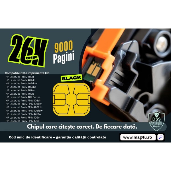 Set Chip SCC Compatibil (HP26X) CF226X Negru, 9000 pagini si Pix Radius
