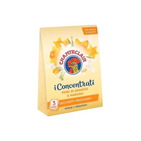 Saculeti Parfumati pentru Haine Chanteclair 3 Buc, 3x12g, Fiori di Arancio e Narciso, pentru Dulap si Sertare