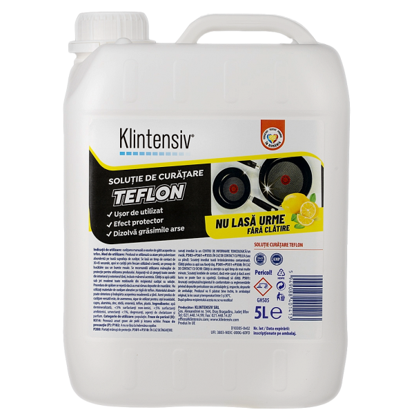 Soluție Curățare Teflon 5 Litri– Curățare Delicată, Fără Zgârieturi, Protejează Strat Antiaderent