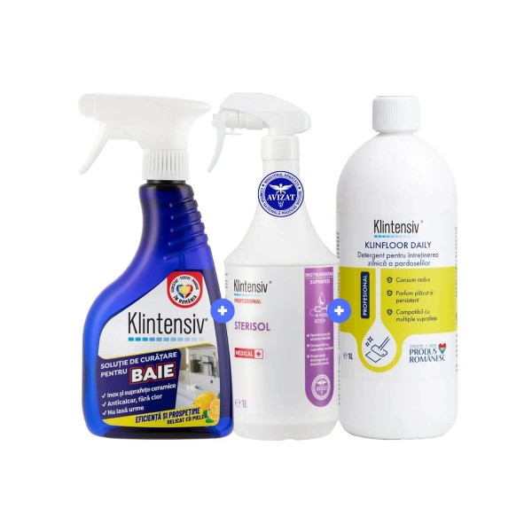 Set Profesional Curățenie și Dezinfectare 3 Produse – Baie, Sterilizare RTU, Pardoseli