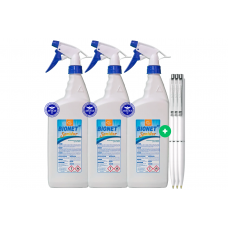 Set 3 x Bionet Sanidor Dezinfectant Profesionist Multisuprafete 3L Bactericid, Virucid si Fungicid + 3 Pixuri Schneider