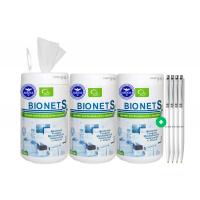 Set 3 x Bionet S Servetele Umede Dezinfectante Profesionale + 4 Pixuri Schneider – Bactericid, Virucid, Fungicid si Micobactericid