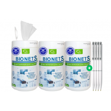 Set 3 x Bionet S Servetele Umede Dezinfectante Profesionale + 4 Pixuri Schneider – Bactericid, Virucid, Fungicid si Micobactericid
