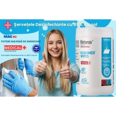 Șervețele Dezinfectante cu 85% Alcool - KLINOMED WIPES, 120 buc. – Curățare Rapidă și Eficientă pentru Suprafețe, Pix Schneider
