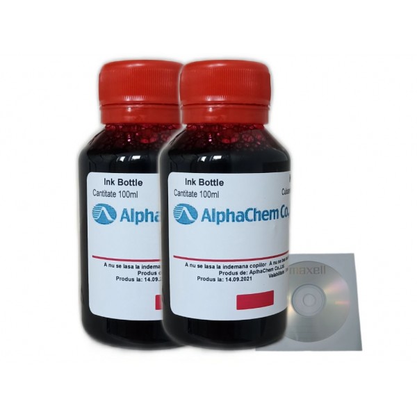 Set Flacon Cerneala AlphaChem Compatibil HP304XL, 2x100ml N9K07AE Magenta, 2buc Cdr Maxell cu plic