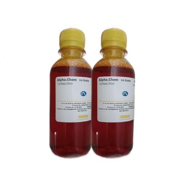 Pachet Flacon Cerneala AlphaChem Compatibil HP (11) 2x200ml C4838A Galben  si pix Schneider