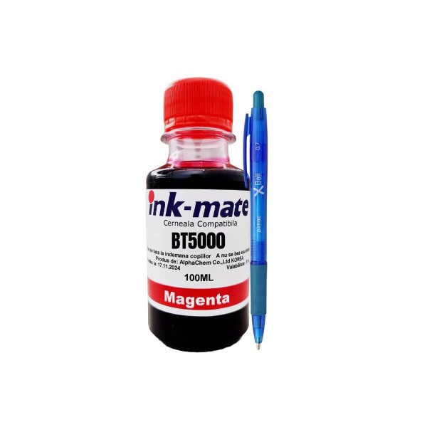 Flacon cerneala Ink-Mate Compatibil Brother 1x100ml BT5000M Magenta cu Pix Penac