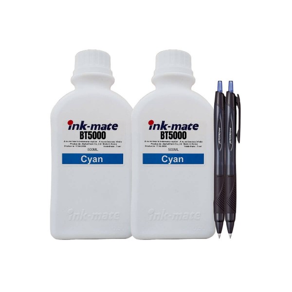 Set Pachet Flacon cerneala Ink-Mate Compatibil Brother 2x500ml BT5000C Cyan cu 2x Pix Jetstream