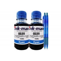 Set Flacon Cerneala Ink-Mate Compatibil Canon 2x100ml CL-511 Cyan, 2xPix Xball