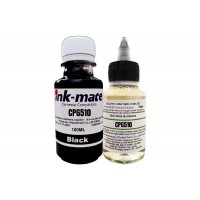 Set Flacon Cerneala Ink-Mate Compatibil Canon 1x100ml PG-510 Negru, Solutie Curatare 1x100ml