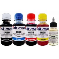 Set Flacon Cerneala Compatibil Canon 1x100ml PG-510 Negru, 1x100ml CL-511 Cyan, 1x100ml CL-511 Magenta, 1x100ml CL-511 Yellow, Solutie curatare 100ml