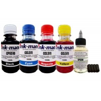 Set Flacon Cerneala Compatibil Canon 1x100ml PG-510 Negru, 1x100ml CL-511 Cyan, 1x100ml CL-511 Magenta, 1x100ml CL-511 Yellow, Solutie curatare 100ml, 4xDop