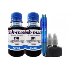Set Flacon Refill Cerneala Ink-Mate Compatibil EPSON 101, 2x100ml C13T03V24A Cyan si 2xPix Xball