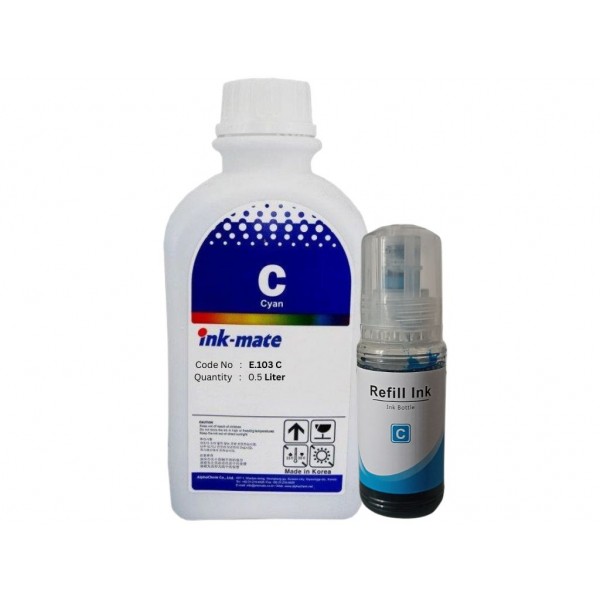 Set Flacon Cerneala InkMate Compatibil Epson (103) 1x500ml Cyan, 1x70ml Cyan cu picurator