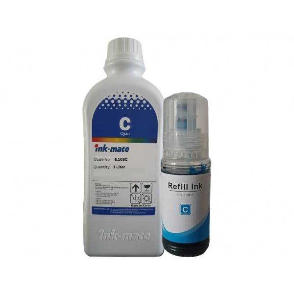 Set Flacon Cerneala InkMate Compatibil Epson (103) 1x1000ml Cyan, 1x70ml Cyan cu picurator