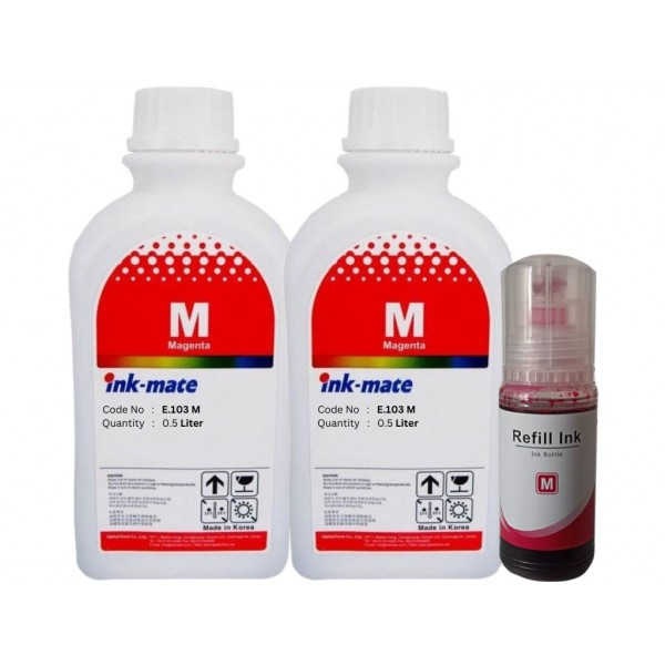 Set Flacon Cerneala InkMate Compatibil Epson (103) 2x500ml Magenta, 1x70ml Magenta cu picurator