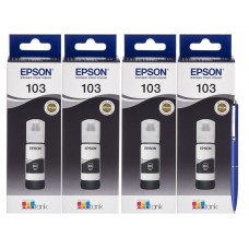Set Flacon Cerneala Original Epson (103) 4x65ml Negru si Pix Schneider