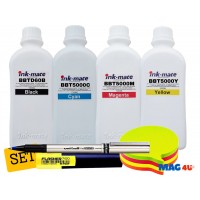 Set Cerneala Ink-Mate Compatibil Brother 1x1000ml BTD60BK Negru, 1x1000ml BT5000C Cyan, 1x1000ml BT5000M Magenta, 1x1000ml BT5000Y Galben cu Roller DeLuxe, Textmarker Flasher si Notes 5 culori 