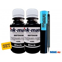 Set Flacon Cerneala Ink-Mate Compatibil Brother BTD60BK 2x100ml Negru + Pix CNX567 si Textmarker Flasher