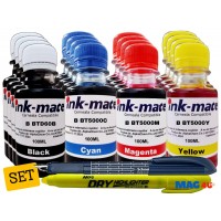 Set Cerneala Ink-Mate Compatibil Brother 4x100ml BTD60BK Negru, 4x100ml BT5000C Cyan, 4x100ml BT5000M Magenta, 4x100ml BT5000Y Galben cu Stilou Schneider si Textmarker Non Toxic
