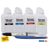 Set Cerneala Ink-Mate Compatibil Brother 4x500ml BTD60BK Negru, 4x500ml BT5000C Cyan, 4x500ml BT5000M Magenta, 4x500ml BT5000Y Galben cu 3x Pix Schneider si 2x Roller DeLuxe