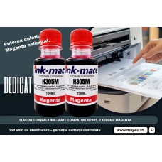 Set Flacone Cerneala Ink-Mate Compatibil HP305, 2x100ml 3YM60AE Magent, Pix Schneider si Pix Radius