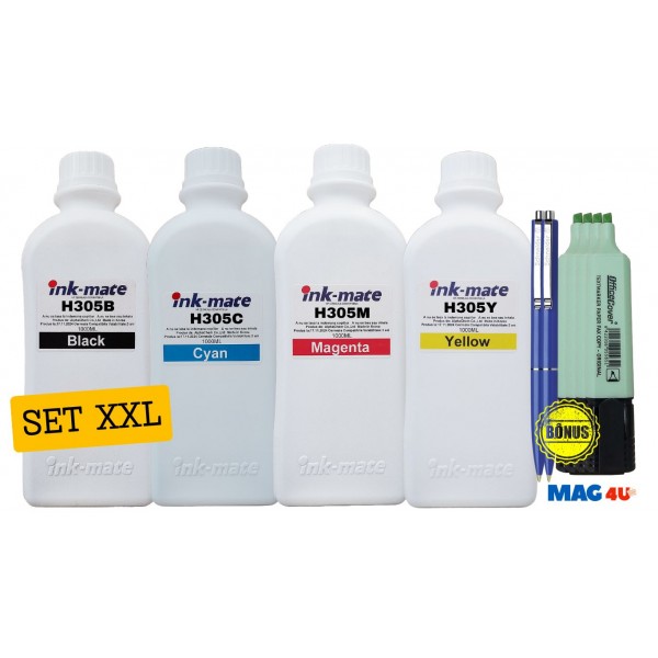 Pachet Flacon Refill Cerneala Ink-Mate 1X 1000ml Negru HP 3YM61AE (305), 1X 1000ml Cyan HP 3YM60AE (305), 1X 1000ml Magenta HP 3YM60AE (305), 1X 1000ml Yellow HP 3YM60AE (305) si Pix Schneider