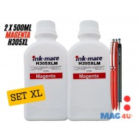 Pachet Flacon Refill Cerneala Ink-Mate 2X 500ml Magenta HP 3YM63AE (305XL) si Pix Schneider