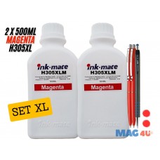 Pachet Flacon Refill Cerneala Ink-Mate 2X 500ml Magenta HP 3YM63AE (305XL) si Pix Schneider