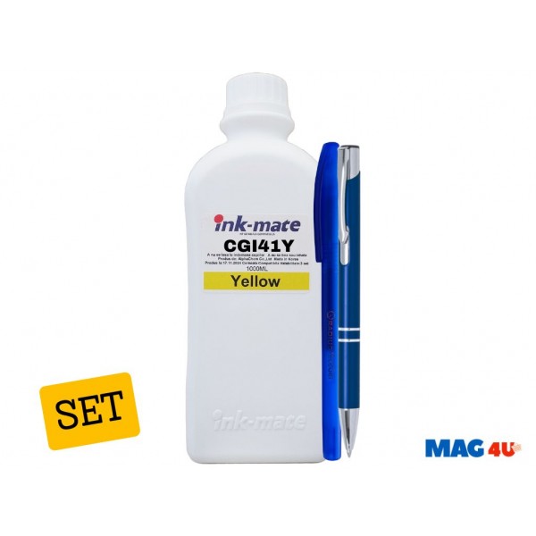 Set Flacone Cerneala Ink-Mate Compatibil Canon GI41 ( 1x1000ml Yellow) + Pix CNX201 si Pix cu gel