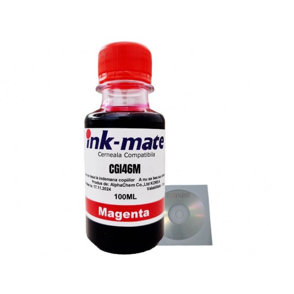 Flacon Cerneala Ink-Mate Compatibil Canon 1x100ml GI-46M Magenta, 1buc Cdr Maxell cu plic