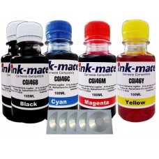 Set Flacon Cerneala Ink-Mate Compatibil Canon 2x100 GI-46BK Negru 1x100 GI-46C Cyan 1x100 GI-46M Magenta 1x100 GI-46Y Galben, 5buc Cdr Maxell cu plic