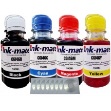 Set Flacon Cerneala Ink-Mate Compatibil Canon 2x100 GI-46BK Negru 2x100 GI-46C Cyan 2x100 GI-46M Magenta 2x100 GI-46Y Galben, 8buc Cdr Maxell cu plic