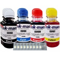 Set Flacon Cerneala Ink-Mate Compatibil Canon 3x100 GI-46BK Negru 2x100 GI-46C Cyan 2x100 GI-46M Magenta 2x100 GI-46Y Galben, 9buc Cdr Maxell cu plic